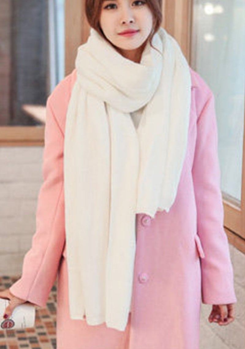Wander Agio Womens Warm Long Shawl Winter Blanket Scarf Scarves Pure Color White - Image 2
